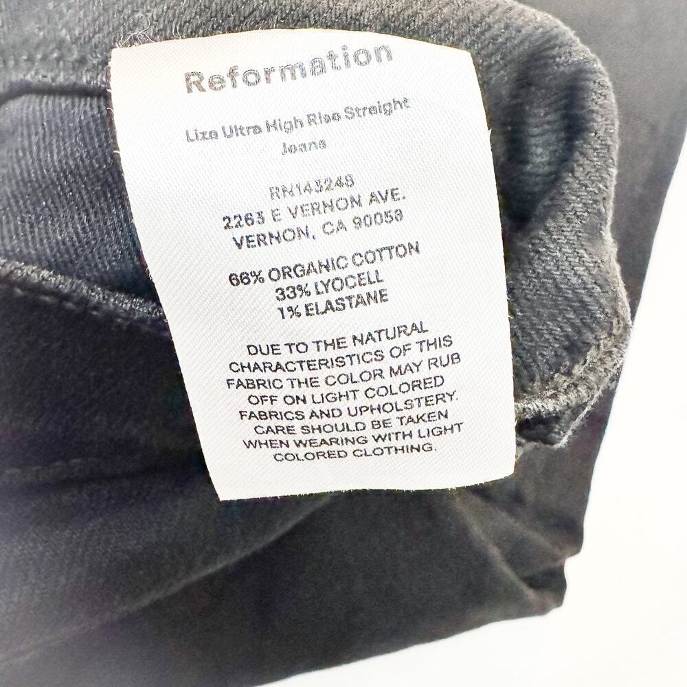 Reformation Liza Ultra High Rise Straight Jeans Black Dark Wash Size 26 - Picture 6 of 8